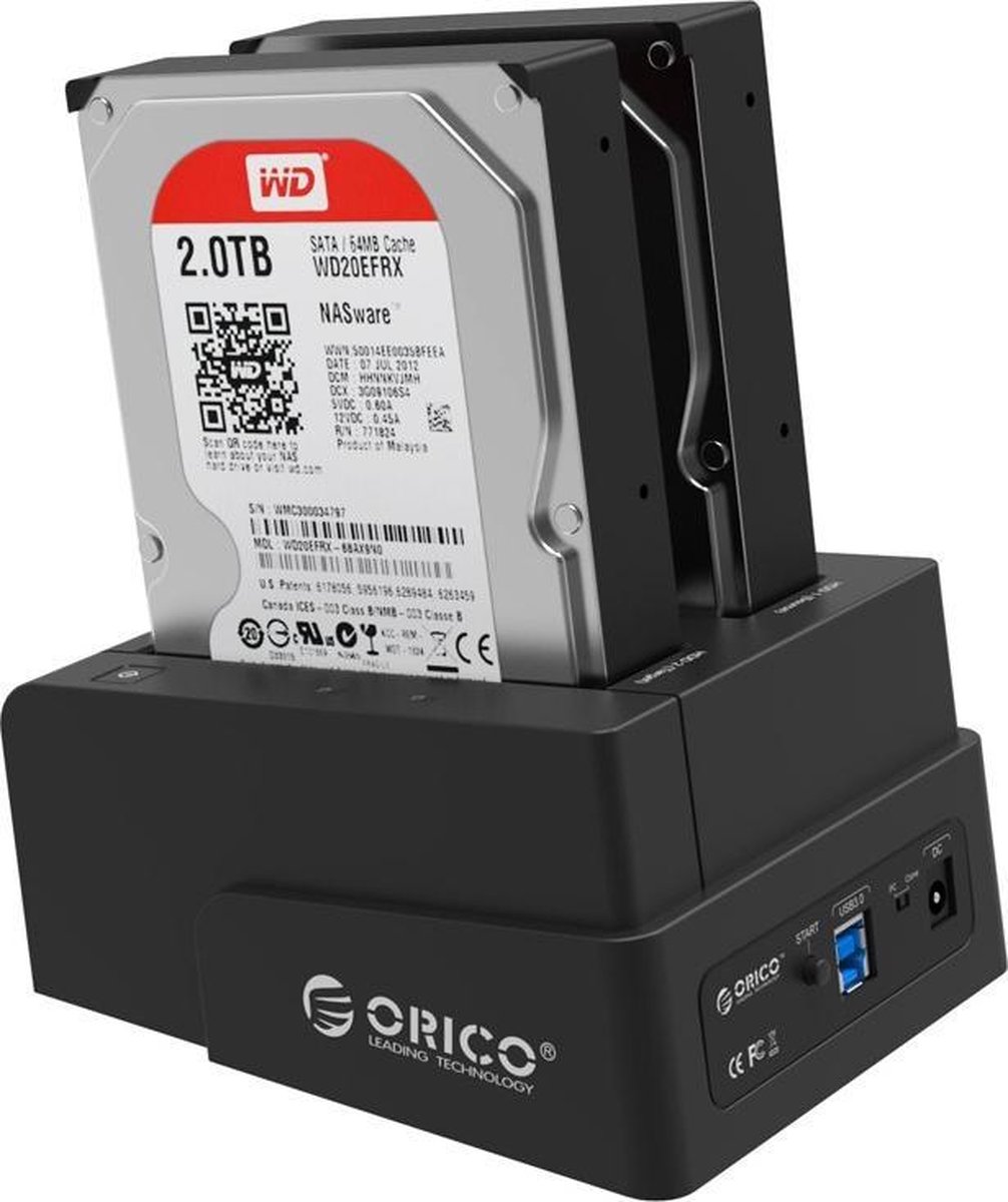 Orico USB3.0 Dual Bay Harde Schijf Docking Station met CLONE functie SATA III zwart