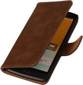Hout Bruin Honor 3c Book Wallet Case Hoesje