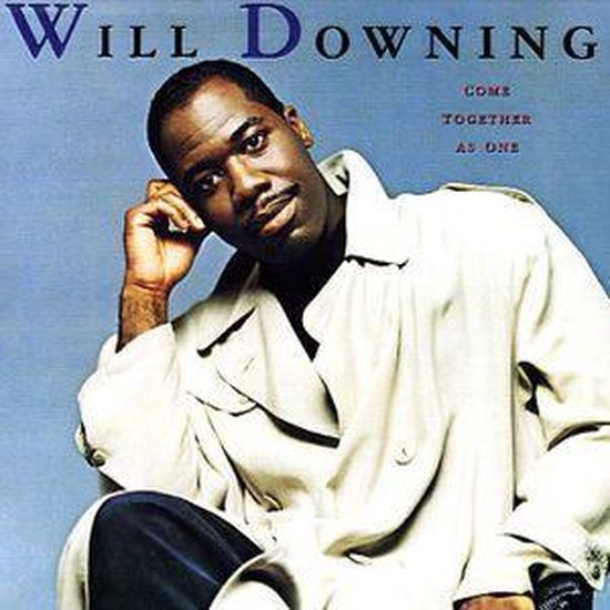 Will Downing in beige trenchcoat, blauwe achtergrond. Titel: "COME TOGETHER AS ONE".
