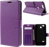 Litchi Cover wallet case hoesje Huawei P9 paars