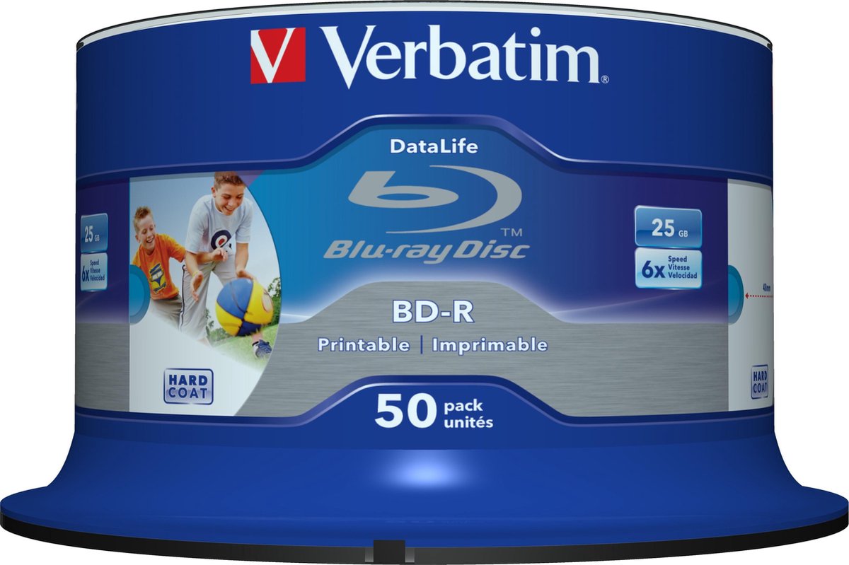 Verbatim 43812 Blu-ray BD-R SL disc 25 GB 50 stuk(s) Spindel Bedrukbaar - Verbatim