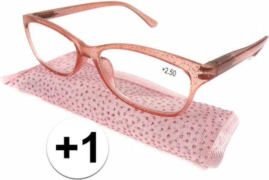 Modieuze leesbril +1 glitter roze | bol.com
