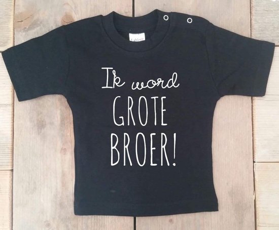 Shirt zwangerschapsaankondiging Ik word grote broer | korte mouw| zwart