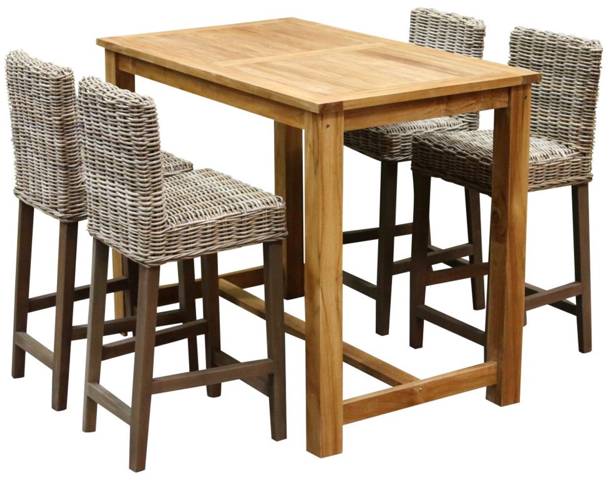Rita barset 135x80xH105 cm 5-delig teak naturel rotan