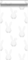 Origin Wallcoverings behang origami konijnen licht warm grijs - 347491 - 53 cm x 10,05 m