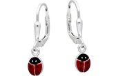 Lilly oorhangers lieveheersbeest - zilver - rood - 13mm