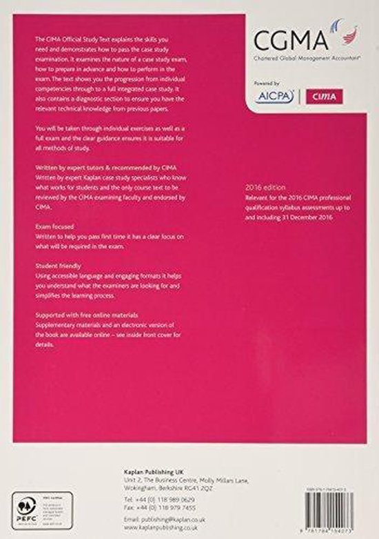 CIMA Operational Case Study Study Text 9781784154073 Boeken