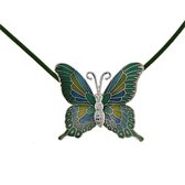 Groene ketting met emaille vlinder