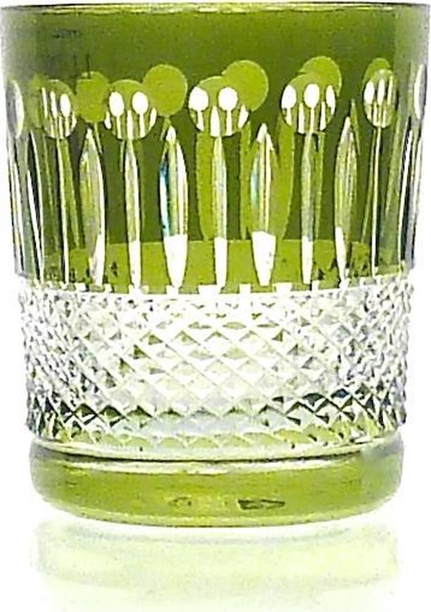Kristallen whiskeyglazen - Whiskyglas CHRISTINE - olive green - set van 2 glazen - gekleurd kristal