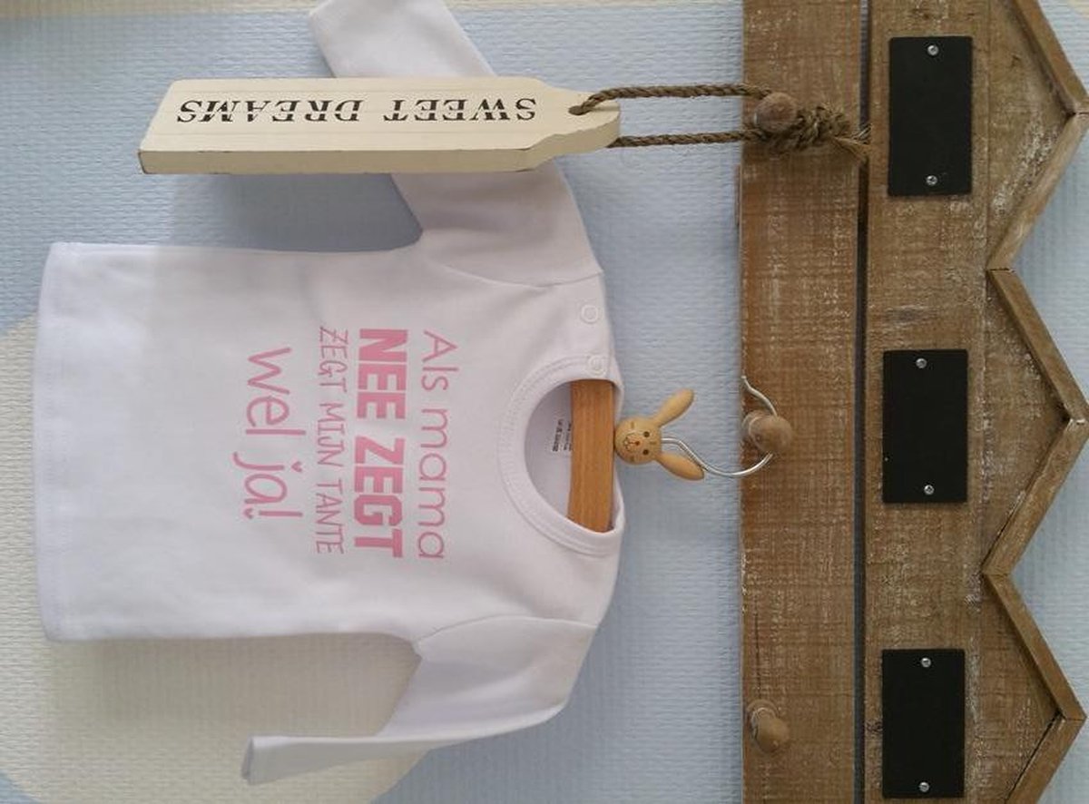 Shirtje meisje Als mama nee zegt zegt mijn tante wel ja | wit met roze