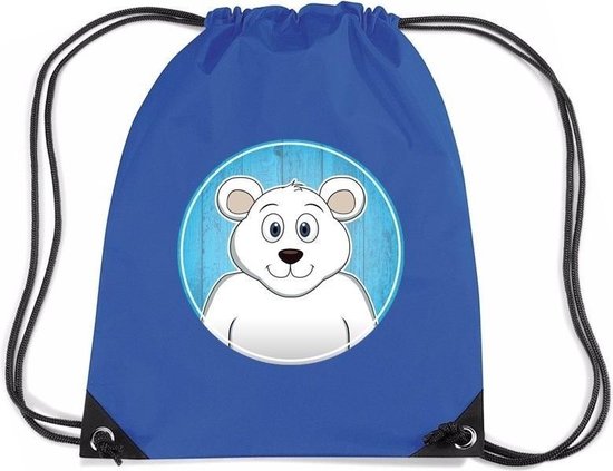 IJsberen rijgkoord rugtas / gymtas - blauw - 11 liter - voor kinderen