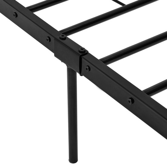 JUISSANO Gestoffeerd bed 140x200 cm, lattenbodem, modern metalen houten frame, hoofdeinde-opslag, 2 zijtafels