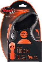 Flexi New Neon Tape - Laisse pour chien - Zwart/ Oranje - M - 5 m - (<25 kg)