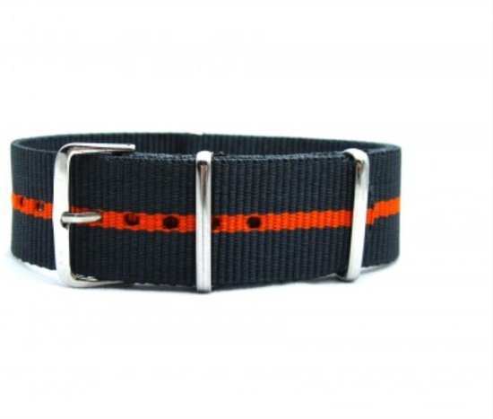 Premium Orange Dark Blue - Nato strap 20mm - Stripe - Horlogeband Oranje Donker Blauw