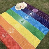 Regenboog Meditatie Yoga doek met de 7 Chakra symbolen Buddhisme Spiritualiteit 100% Katoen