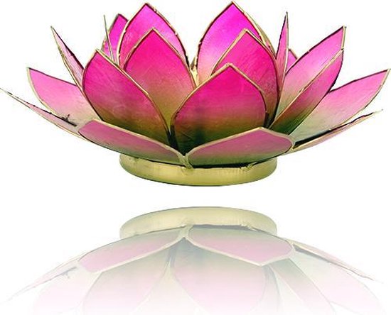 Lotus sfeerlicht groen/roze 2-kleurig - 13.5 cm - S