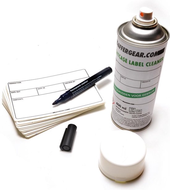 Bol Com Gaffergear Flightcase Label Startset 10 Labels Cleaner Permanent Marker