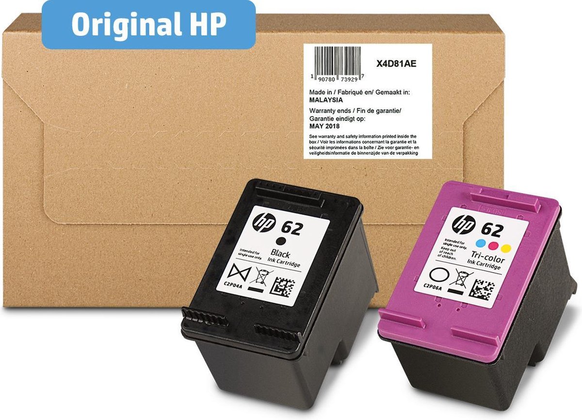 HP 62 Inktcartridge / Zwart / Kleur / DualPack