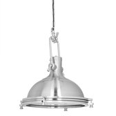 Relaxdays industrie hanglamp - ijzer en glas - gelakte pendellamp - plafondlamp rond - zilver
