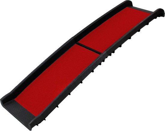 Topmast Loopplank Petwalk Hondenloopplank kunststof 157 x 40 cm - Rood > 90 Kilo Opvouwbaar - robuuste anti-slip