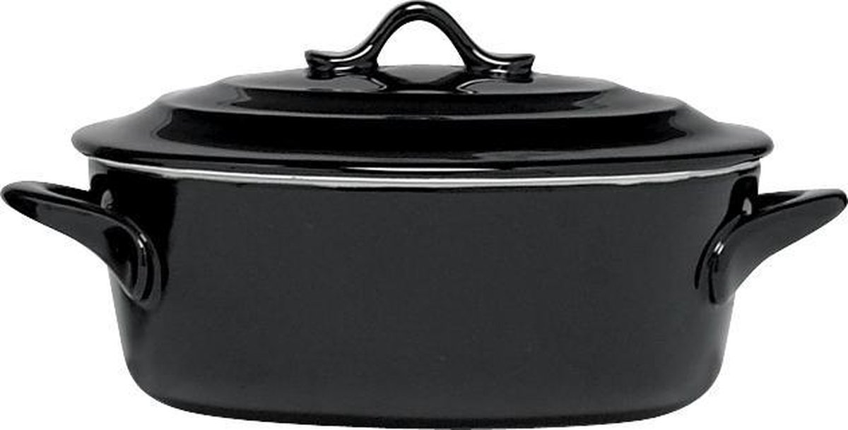 Cosy & Trendy Black Ovenschotel Met Deksel - Ovaal - 0L5 - Ø 16.5 cm x 13 cm x 6 cm