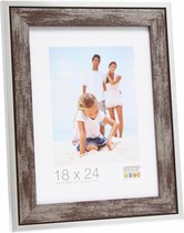 Deknudt Frames fotolijst S43RE3 - bruin - zilverkleurige rand - 30x30
