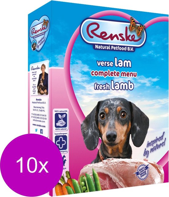 Beven zaad hoogtepunt Renske Vers Vlees Hondenvoer - Lam - 10 x 395 gr | bol.com