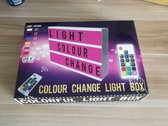 EXXO #20165 - LED MultiColour Lichtbak -  Afstandsbediening - A4 300x220x60mm - 128 letters, Zwart & Kleur + Emoji - USB kabel