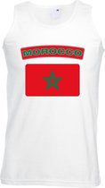 Singlet shirt/ tanktop Marokaanse vlag wit heren S