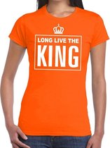 Oranje Long live the King Engelse tekst shirt dames - Oranje Koningsdag/ Holland supporter kleding L