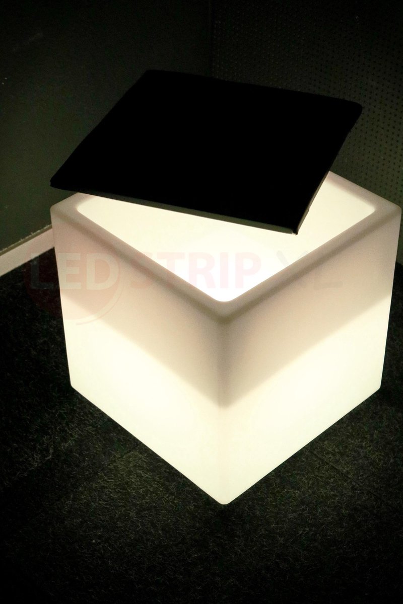 LED kubus met opbergruimte en kussen 40CM decoratie verlichting met afstandsbediening voor binnen en buiten / Zitje met kussen / Wijnkoeler / Plantenbak / Bloempot