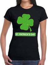 St. Patricksday klavertje t-shirt zwart dames - St Patrick's day kleding S