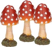 3x stuks decoratie paddenstoelen vliegenzwammen 8 cm