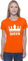 Oranje Koningsdag Queen shirt met kroon dames - Oranje Koningsdag kleding XS
