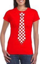 Rood t-shirt met geblokte Brabant stropdas voor dames XL