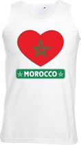 Marokko hart vlag singlet shirt/ tanktop wit heren XL