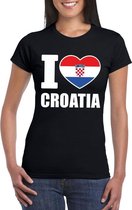 Zwart I love Kroatie fan shirt dames S