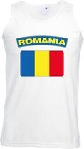 Singlet shirt/ tanktop Roemeense vlag wit heren L