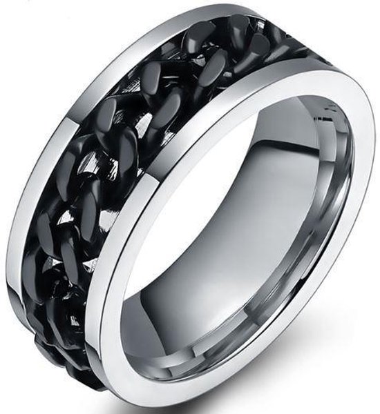 Schitterende Jasseron Ring | Herenring | Damesring | Jonline |Zilver Zwart Kleur 19,75 mm. Maat 62