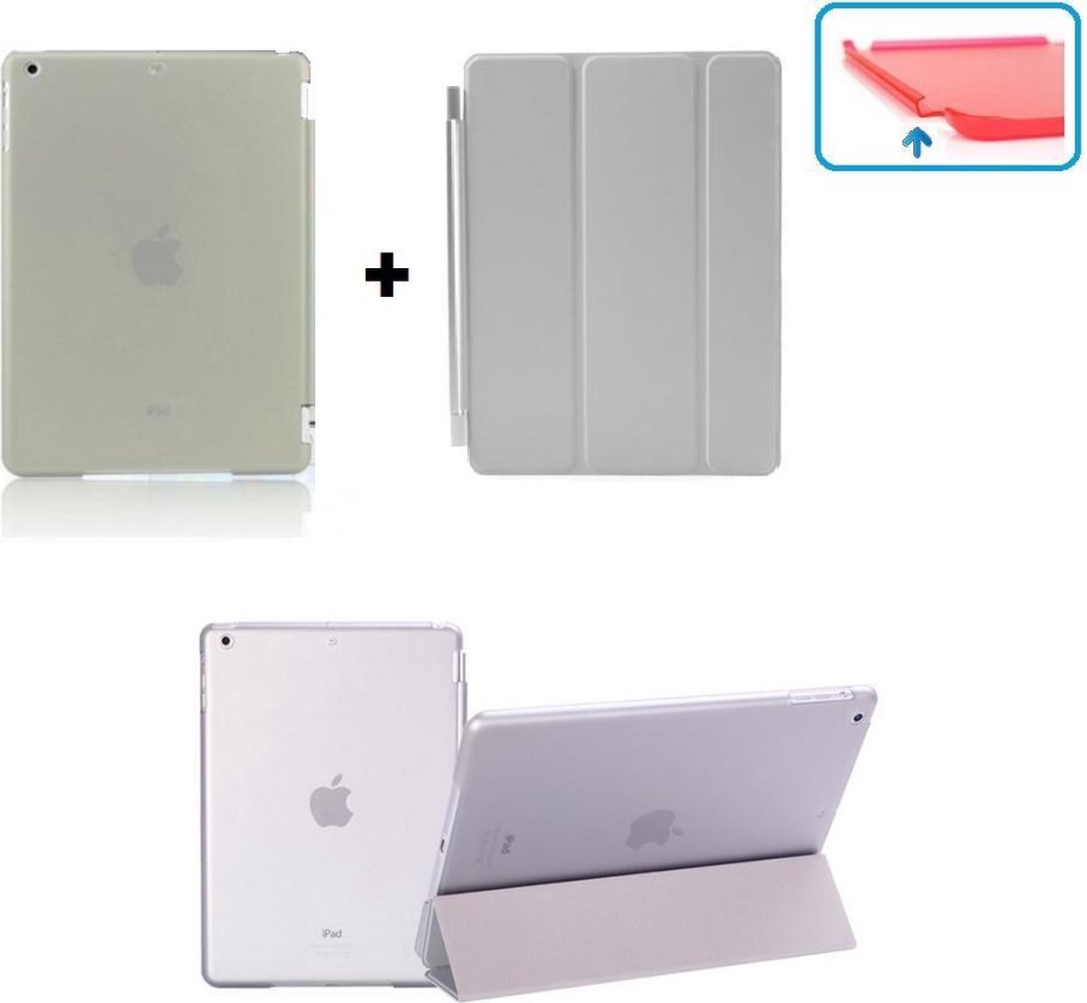 iPad Air 1 Smart Cover Hoes - inclusief achterkant – Grijs