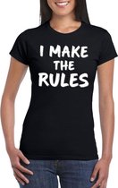 Fun t-shirt zwart voor dames -  I make the rules - shirt XXL