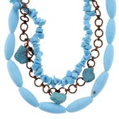 Turquoise ketting van meerdere lagen met kralen
