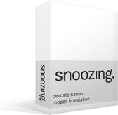 Snoozing - Topper - Hoeslaken  - Tweepersoons - 120x220 cm - Percale katoen - Wit