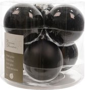 12x Zwarte kerstversiering kerstballenset glas - 8 cm - kerstballen
