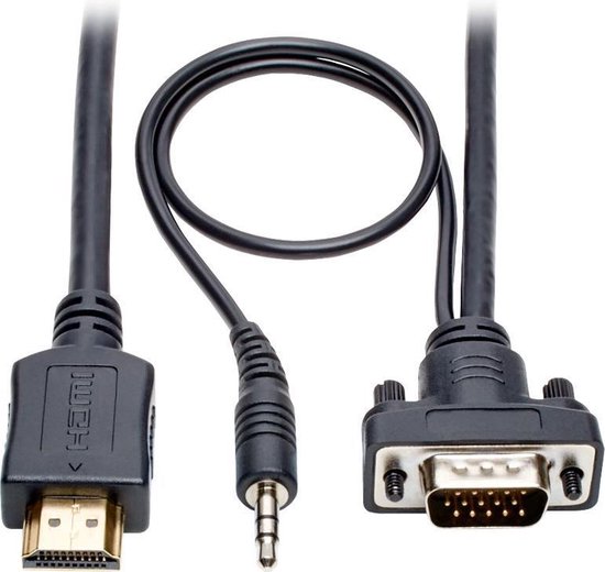 Tripp Lite P566-010-VGA-A cable gender changer HDMI HD15 + 3.5 mm Noir