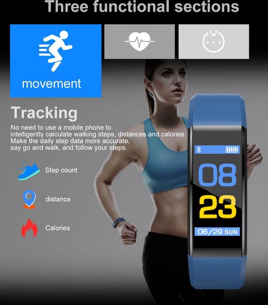 Herenhuis Circulaire Verlammen Activity Tracker Yoho Sport ID 115 Plus met hartslagmeter en Bluetooth |  bol.com
