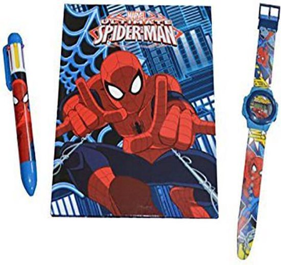 Spiderman giftset notebook, horloge en pen