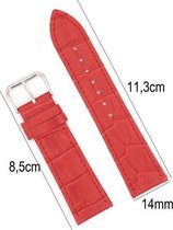 Horlogebandje Leer 14mm - Croco Band + Push Pin - leer Horlogeband Rood