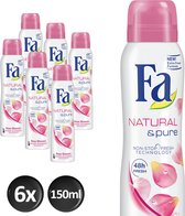 Fa Natural & Pure Rose - Deodorant Spray - Voordeelverpakking - 6 x 150 ml