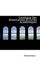 Catalogue Des Dissertations Et Ecrits Acad Miques